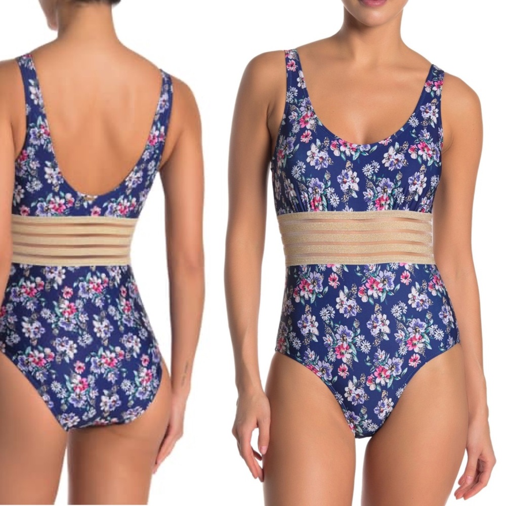 NICOLE MILLER One-Piece Navy Floral Swimsuit NWT S